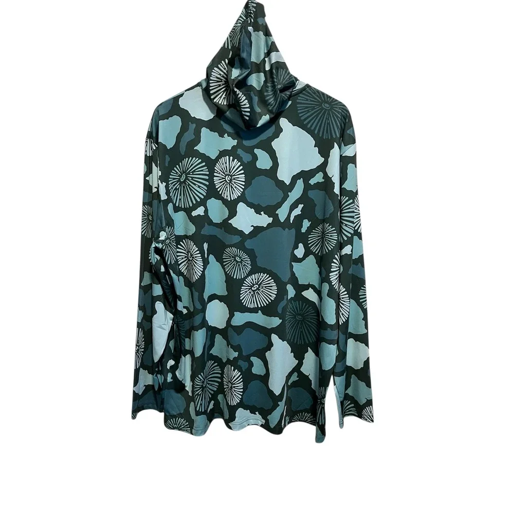 NWOT Dri-Fit Hoodie Opihi Hawaiian Islands Teal Long Sleeve 2XL - Picture 2 of 7